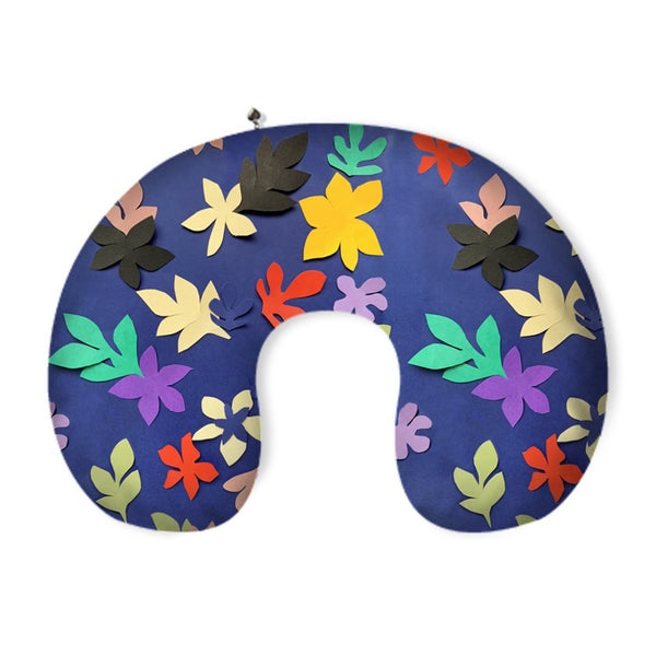 Tata Naka Leaves on Blue Printed Neck Pillow
