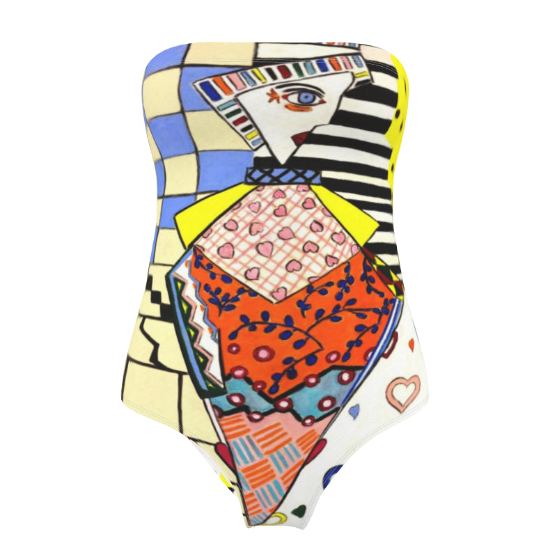 “Pretty in Pink” Strapless Print Swimsuit