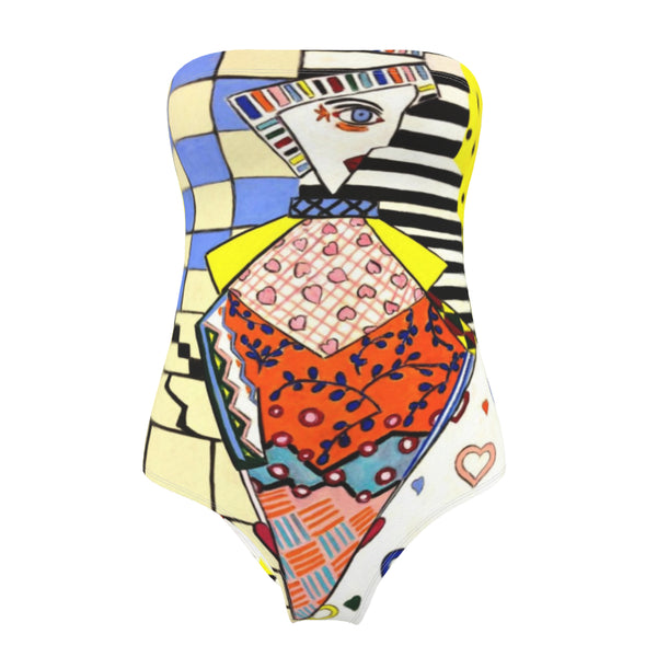 “Pretty in Pink” Strapless Print Swimsuit