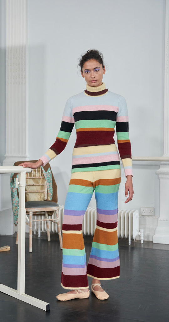 Stripe knit trousers