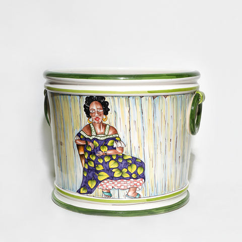 African Lady on a Chair Pot
