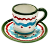 Hand Painted Ceramic Coffee Cup and Saucer