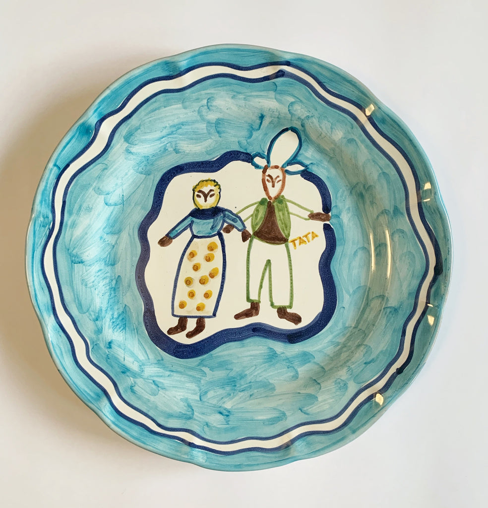 Hand Painted Ceramic Plate Baby Blue