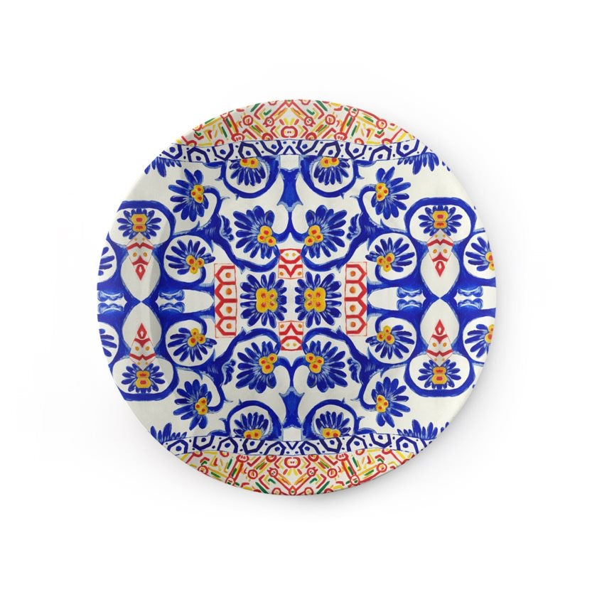 Blue and White Ornament print Ceramic Plate