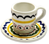Hand Painted Ceramic Coffee Cup and Saucer