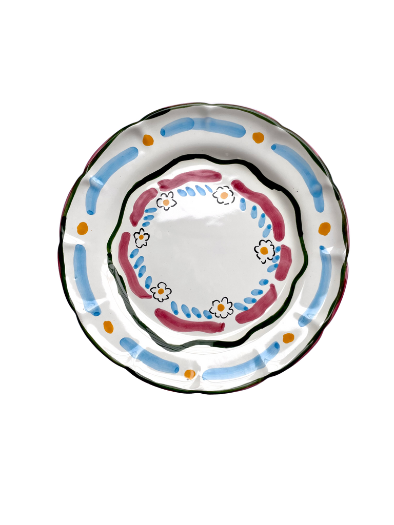 Hand Painted Floral Ceramic Plate