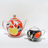 Vintage red porcelain teapot and black sugar bowl set
